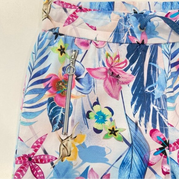 Rabe 1920 track trousers fleece pants floral tropical pink white blue sz 6 small - Picture 6 of 13